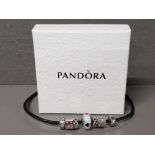 GENUINE PANDORA BRACELET WITH 7 SILVER CHARMS PLUS BOX