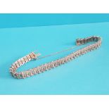9CT WHITE GOLD DIAMOND SET ORNATE BRACELET WITH SAFETY CHAINED FIGURE 8 CATCH APX 2CT 16G SIZE