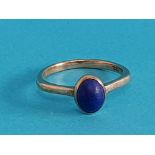 9CT GOLD BLUE STONE RING 1.6G SIZE I1/2