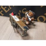 VINTAGE HAND PAINTED ORNAMENTAL WOODEN PLANE WITH TEDDY BEAR PILOT TIENSHAN