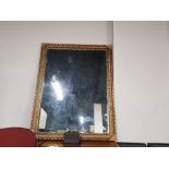 A VERY LARGE GILT FRAMED MIRROR WITH BEVEL EDGE AS NEW 106CM BY 137CM