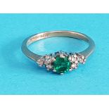 9CT GOLD EMERALD AND DIAMOND RING 1.8G SIZE J