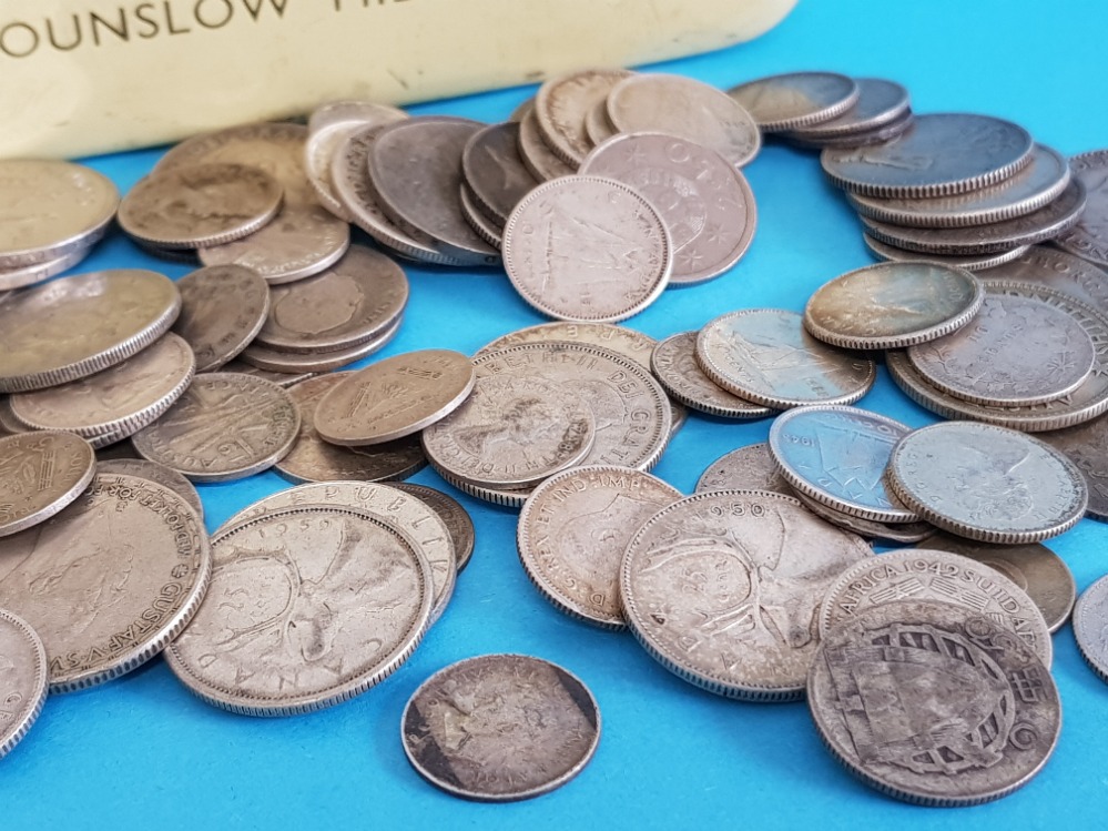 250G WORLD SILVER COINS IN A TIN - Image 2 of 2