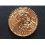 22CT GOLD 1963 FULL SOVEREIGN COIN