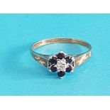 9CT GOLD BLUE SAPPHIRE CLUSTER RING 1.3G SIZE M1/2