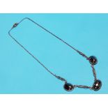 SILVER HEMATITE AND MARCASITE NECKLET 10.3G GROSS WEIGHT