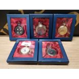 5 BOXED DECORATIVE COLLECTORS POCKET WATCHES