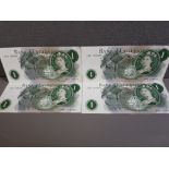 4 BANK NOTES 1960-61 ONE POUND O'BRIEN NOTES CONSECUTIVE NUMBERS EF