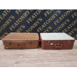 2 VINTAGE LEATHER SUITCASES INCLUDING FOXCROFT LUGGAGE