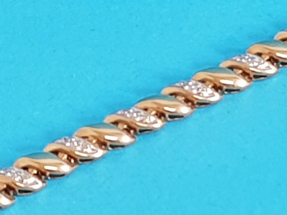 9CT GOLD DIAMOND SET BRACELET 9.5G SIZE 19.5CMS - Image 2 of 3