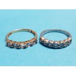 2 SILVER 925 HALF ETERNITY RINGS ONE GILDED 4.3G SIZE O 1/2, M 1/2