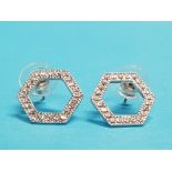 PAIR OF SWAROVSKI CRYSTAL HEXAGON EARRING IN ORIGINAL BOX