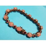 SILVER 925, GARNET AND ROSE QUARTZ BRACELET 10.2 GROSS WEIGHT