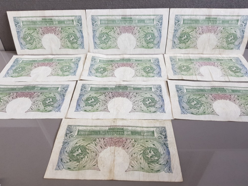 10 BANK OF ENGLAND GREEN BEALE BANKNOTES 1948-55 FINE TO VF - Image 2 of 2