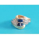 14CT GOLD SAPPHIRE AND DIAMOND CLUSTER RING 4.4G SIZE P
