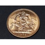 22CT GOLD 1963 FULL SOVEREIGN COIN