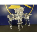 RARE SWAROVSKI CRYSTAL PAIR OF HORSES 1 EAR MISSING