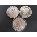 3 USA SILVER EISENHOWER 1 DOLLAR COINS DATED 1971, 1972 AND 1976 IN MINT CONDITION