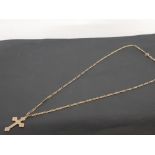 9CT YELLOW GOLD CRUCIFIX PENDANT ON GOLD CHAIN 2.3G