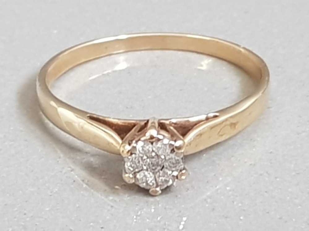 9CT GOLD CLUSTER DIAMOND RING 1.6G SIZE Q1/2