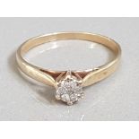 9CT GOLD CLUSTER DIAMOND RING 1.6G SIZE Q1/2