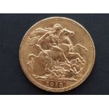 22CT GOLD 1912 FULL SOVEREIGN COIN