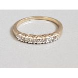 9CT GOLD PRINCESS CUT HALF ETERNITY RING 2.2G SIZE R