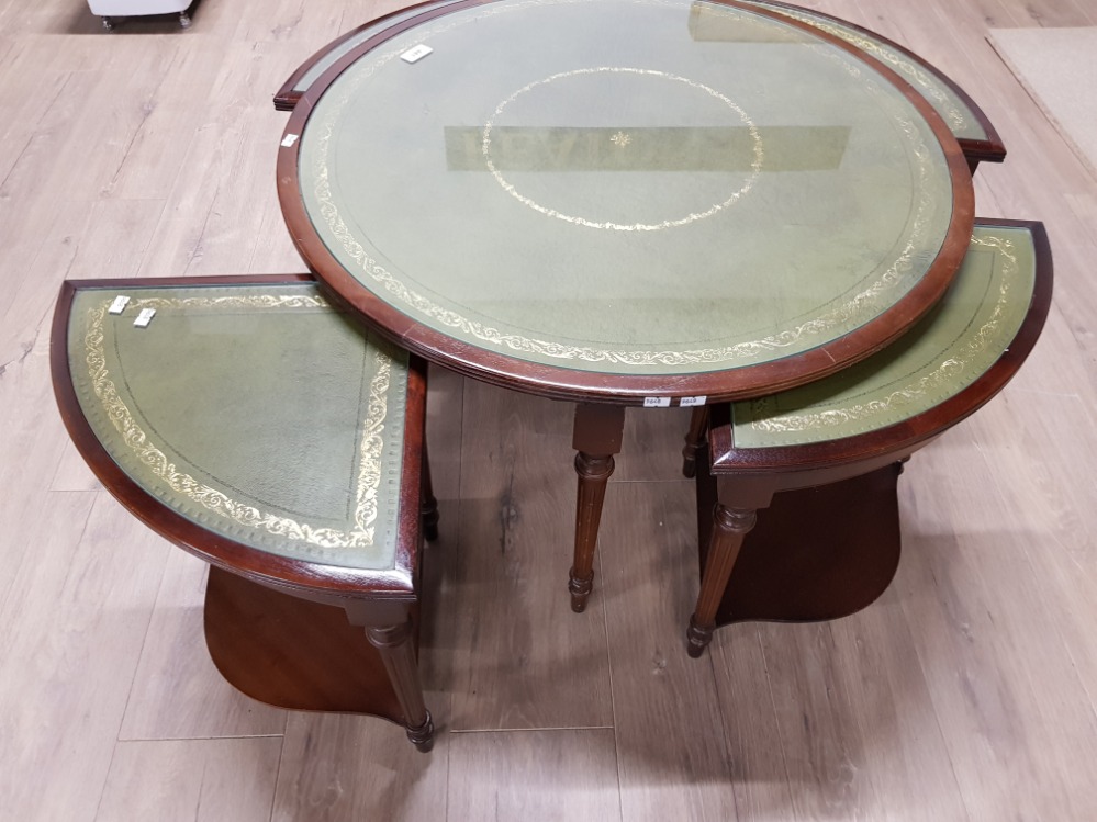 LARGE CIRCULAR LEATHER TOP NEST OF TABLES - Image 2 of 2