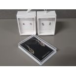 3 PAIRS OF BOXED SILVER EARRINGS