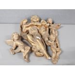 4 PLASTER CAST AND GILDED CHERUBS