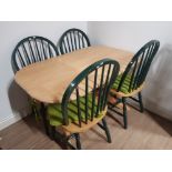 PINE TOP TABLE AND FOUR CHAIRS