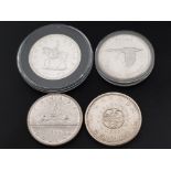 4 SILVER CANADA 1 DOLLAR COINS DATED 1964, 1966, 1967 AND 1973 IN NICE CONDITION