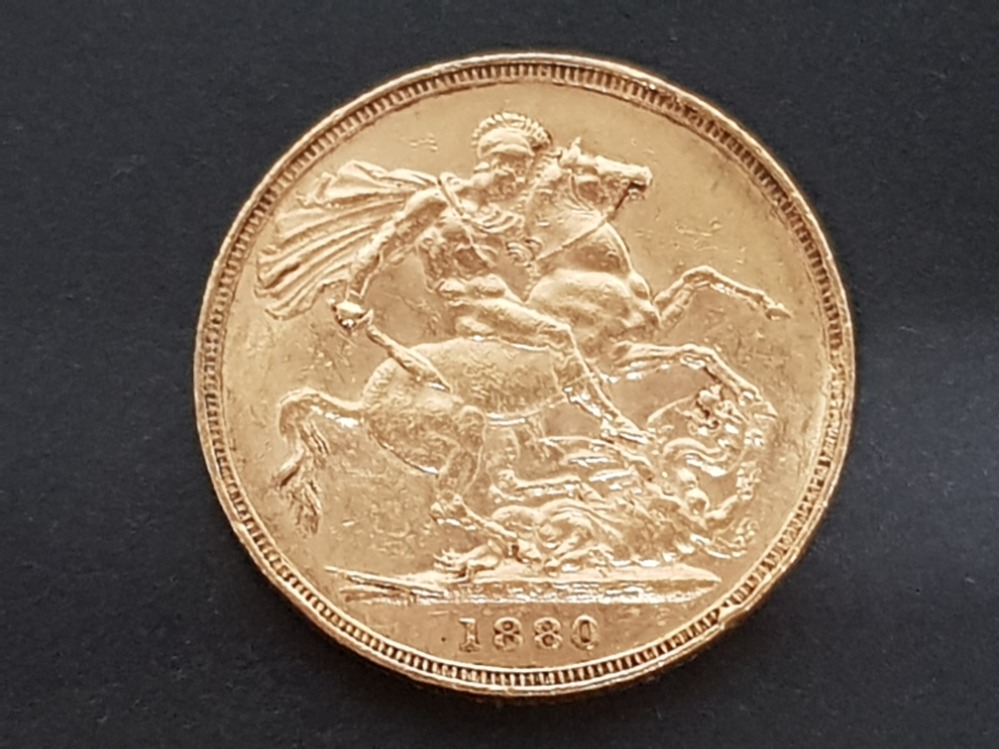 22CT GOLD 1880 FULL SOVEREIGN COIN