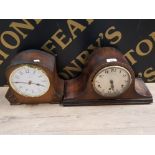 2 VINTAGE MANTLE CLOCKS ONE WITH BRASS DIAL