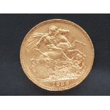 22CT GOLD 1886 FULL SOVEREIGN COIN