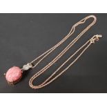 SILVER AND ROSE GOLD PLATED RHODO CHROSITE PENDANT AND CHAIN