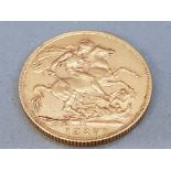 22CT GOLD 1927 FULL SOVEREIGN COIN