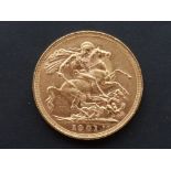 22CT GOLD 1901 FULL SOVEREIGN COIN