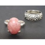 SILVER 925 PINK STONE RING SIZE O PLUS 925 SILVER DRESS RING WITH 4 CZ STONES SIZE N, 8.3G GEOSS