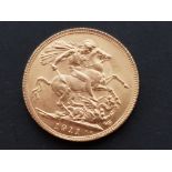 22CT GOLD 1911 FULL SOVEREIGN COIN