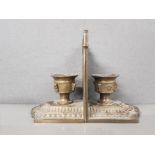 PAIR OF INTRICATE BRASS CANDLEHOLDERS/BOOKENDS