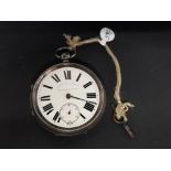 HALLMARKED SILVER CASED ENGLISH LEVER POCKET WATCH HMCHESTER 1899 WITH KEY, GLASS MISSING FROM