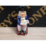 LARGE 19TH CENTURY TOBY JUG WITH HAT STOPPER HOLDING PEARL WARE TANKARD