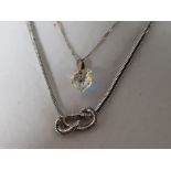 SILVER KNOT NECKLET AND SILVER CRYSTAL PENDANT 7.5 GROSS WEIGHT