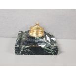 MARBLE AND BRASS DESK INKWELL