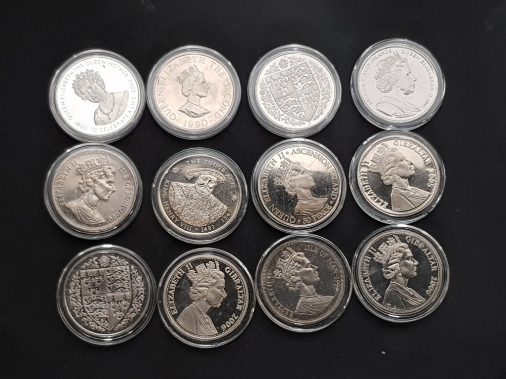 COLLECTION OF 12 DIFFERENT COMMEMORATIVE CROWN SIZE COINS FROM THE COMMONWEALTH HOUSED IN - Image 2 of 3