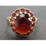 LADIES 9CT GOLD RUBY CLUSTER RING WEIGHT 5G SIZE O 1/2