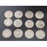 12 HALF CROWN COINS ALL DATED PRE 1947