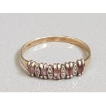 9CT GOLD PINK AND WHITE STONE RING 1.5G SIZE S1/2