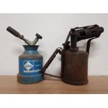 A VINTAGE BURMOS BLOW TORCH TOGETHER WITH CAMPING GAZ BLOW TORCH